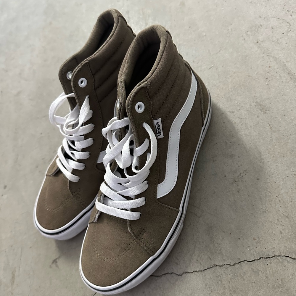 Vans High-Top Sneakers - Olive and White
